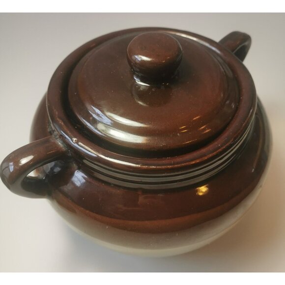 Crock Stoneware Bean Pot Vintage Double Handle Made in Taiwan Heavy Duty 1.09KG - Picture 2 of 9